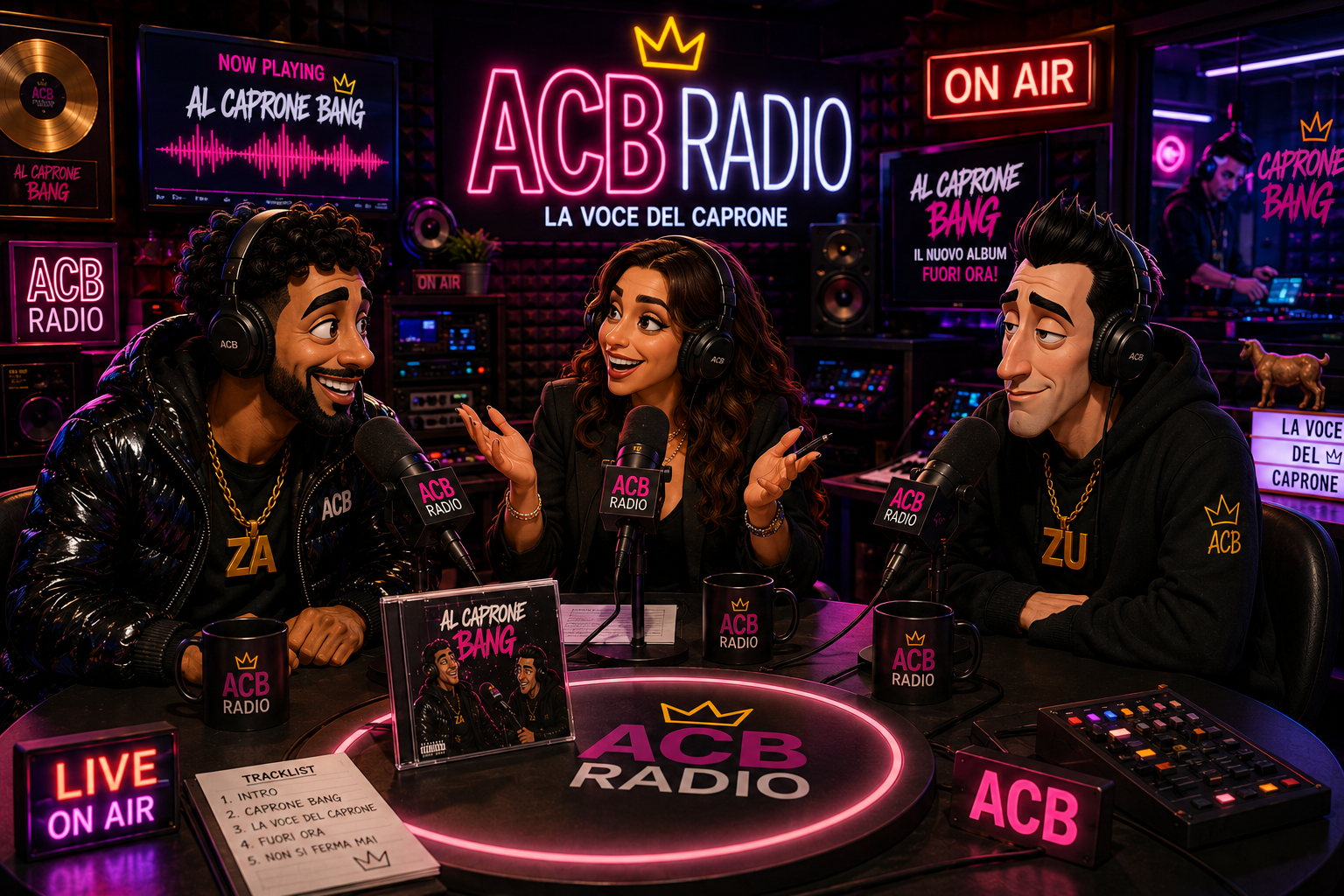 ACB Radio — Zak, Zuni e la giornalista in studio radio
